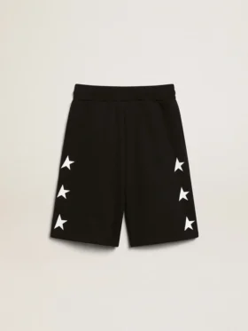 Schwarze Bermudashorts für Jungen mit weissen Sternen