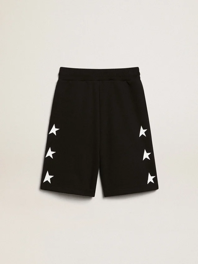 Schwarze Bermudashorts für Jungen mit weissen Sternen