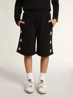 Schwarze Bermudashorts für Jungen mit weissen Sternen