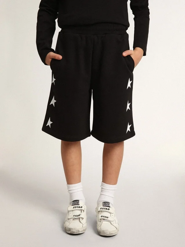 Schwarze Bermudashorts für Jungen mit weissen Sternen
