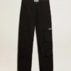 Schwarze Cargohose aus Ripstop-Nylon
