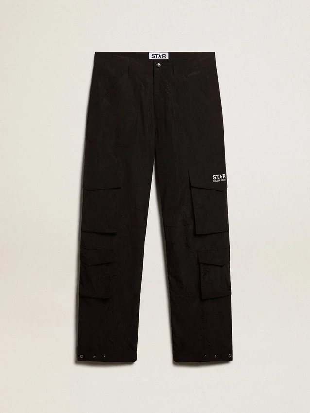Schwarze Cargohose aus Ripstop-Nylon