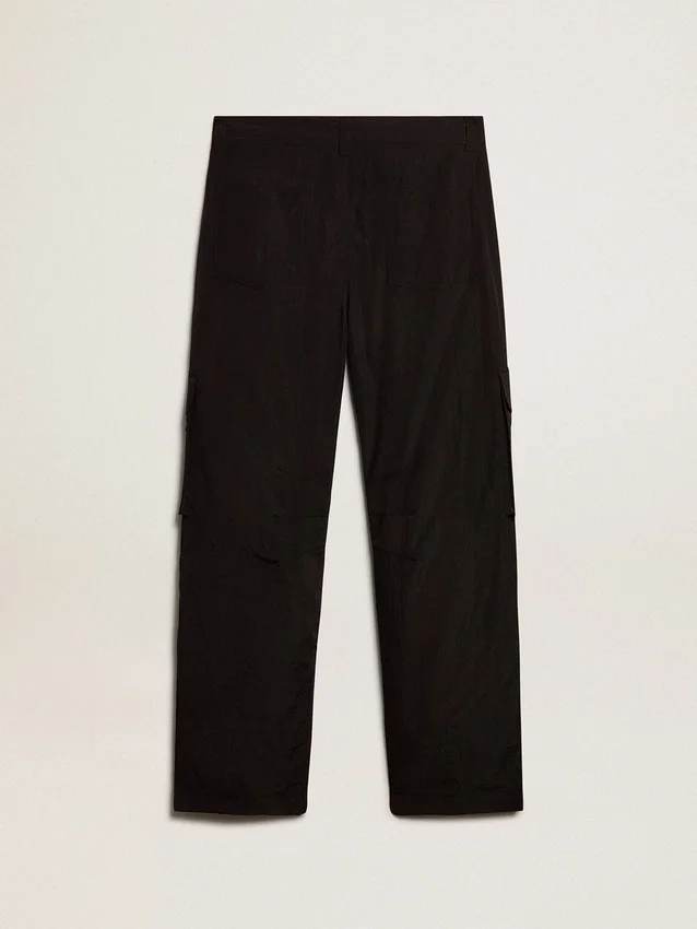 Schwarze Cargohose aus Ripstop-Nylon