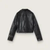 Schwarze Damen-Bikerjacke aus Leder mit Glanzeffekt