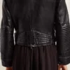 Schwarze Damen-Bikerjacke aus Leder mit Glanzeffekt