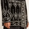 Schwarze Damen-Strickjacke mit Gürtel und Kristallen