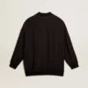 Schwarze Damen-Strickjacke mit schattierter Stickerei