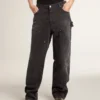 Schwarze Damenjeans aus Baumwolle im Distressed-Look mit Aufnähern vorne