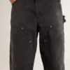 Schwarze Damenjeans aus Baumwolle im Distressed-Look mit Aufnähern vorne