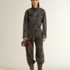 Schwarze Damenjeans mit Blumenmotiv