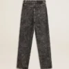 Schwarze Damenjeans mit Blumenmotiv