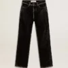 Schwarze Damenjeans mit samtartigem Wasch-Effekt