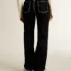 Schwarze Damenjeans mit samtartigem Wasch-Effekt