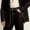 Schwarze Damenjeans mit samtartigem Wasch-Effekt