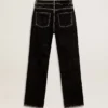Schwarze Damenjeans mit samtartigem Wasch-Effekt