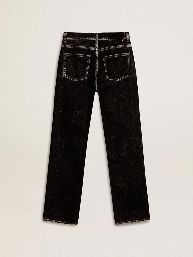 Schwarze Damenjeans mit samtartigem Wasch-Effekt