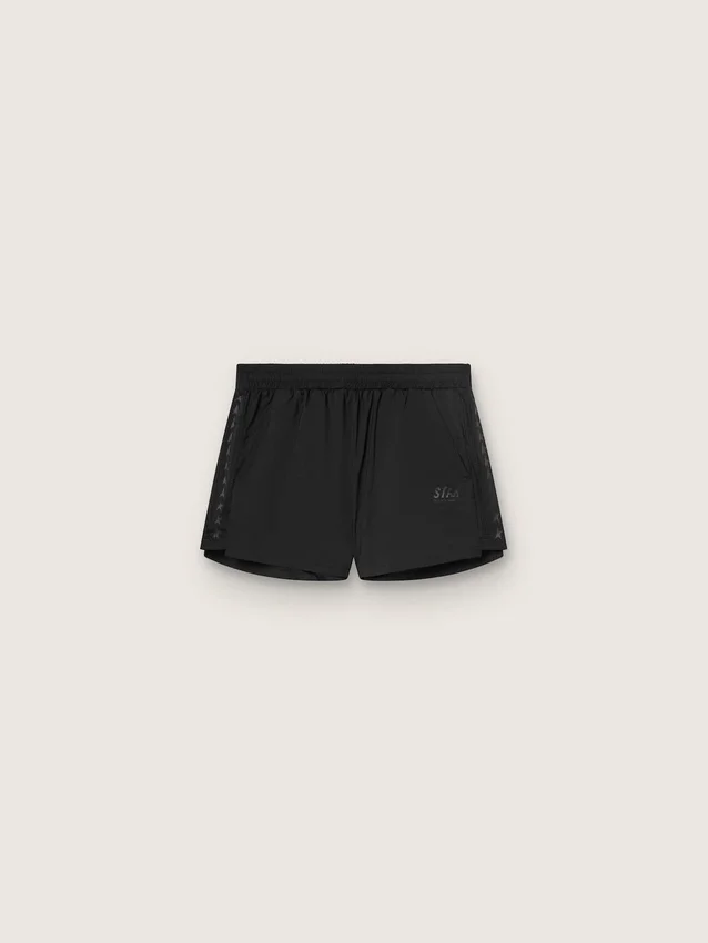 Schwarze doppellagige Sportshorts für Damen