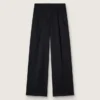 Schwarze Gabardine-Hose aus Wolle für Damen