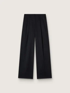 Schwarze Gabardine-Hose aus Wolle für Damen