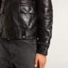 Schwarze Herren-Bikerjacke aus Leder mit Glanzeffekt