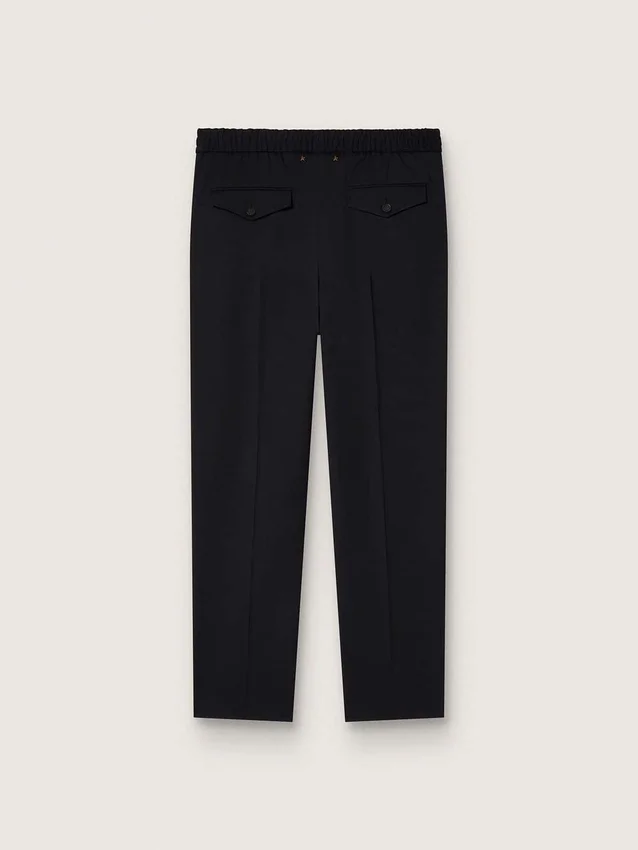 Schwarze Herrenhose aus Wollgabardine