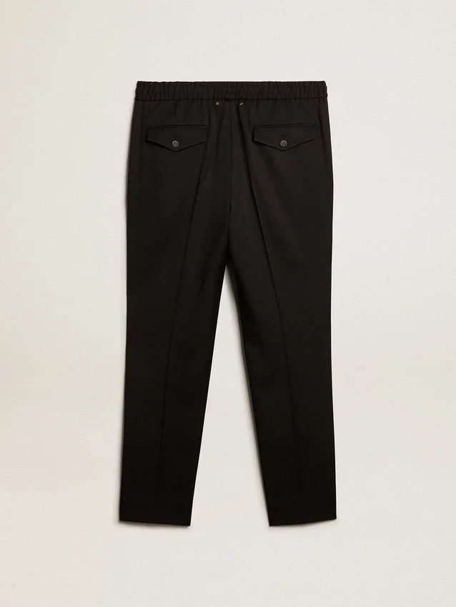Schwarze Herrenhose aus Wollgabardine