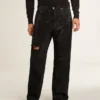 Schwarze Herrenjeans mit lockerer Passform und durchgehendem Kristall-Verlaufseffekt