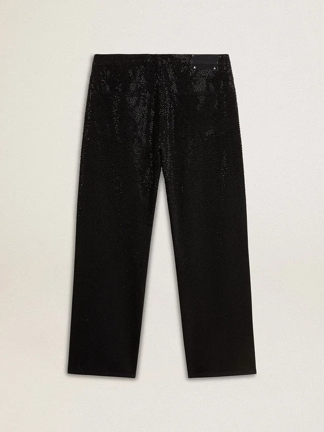 Schwarze Herrenjeans mit lockerer Passform und durchgehendem Kristall-Verlaufseffekt