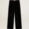 Schwarze Hose mit Samteffekt