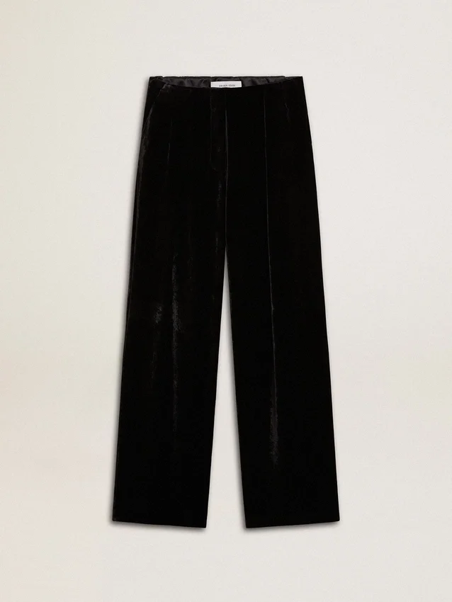 Schwarze Hose mit Samteffekt
