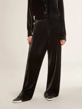 Schwarze Hose mit Samteffekt