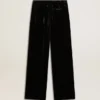 Schwarze Hose mit Samteffekt