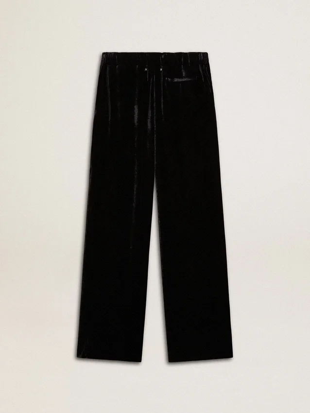 Schwarze Hose mit Samteffekt