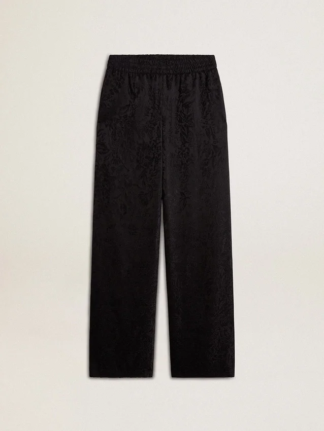 Schwarze Jogginghose für Damen mit Ton-in-Ton-Toile-de-Jouy-Print