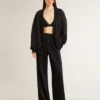 Schwarze Jogginghose für Damen mit Ton-in-Ton-Toile-de-Jouy-Print