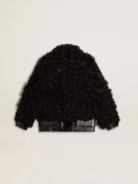Schwarze Lammfelljacke für Damen