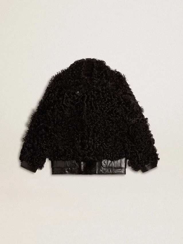 Schwarze Lammfelljacke für Damen