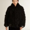 Schwarze Lammfelljacke für Damen