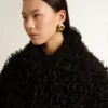 Schwarze Lammfelljacke für Damen
