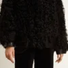 Schwarze Lammfelljacke für Damen
