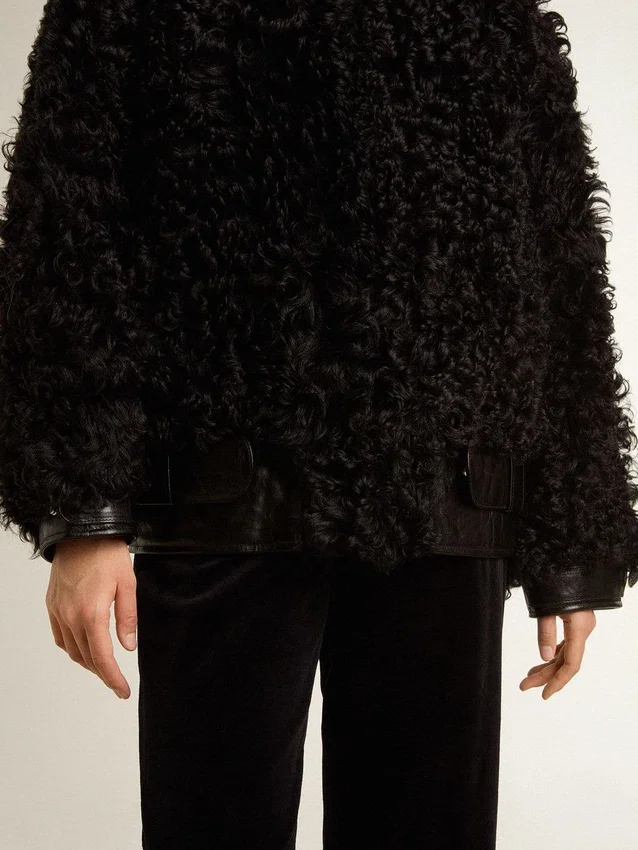 Schwarze Lammfelljacke für Damen