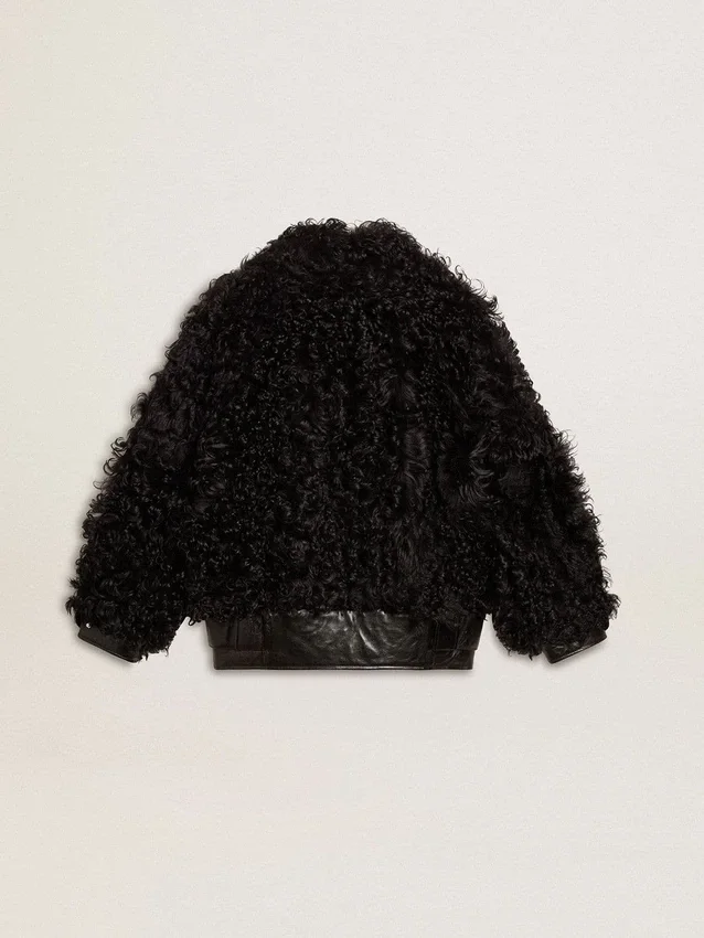 Schwarze Lammfelljacke für Damen