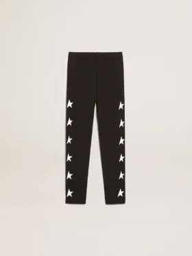Schwarze Leggings für Mädchen mit weissen Sternen an den Seiten