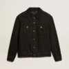 Schwarze One-Wash-Jeansjacke für Herren