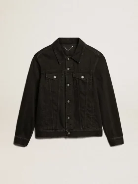Schwarze One-Wash-Jeansjacke für Herren