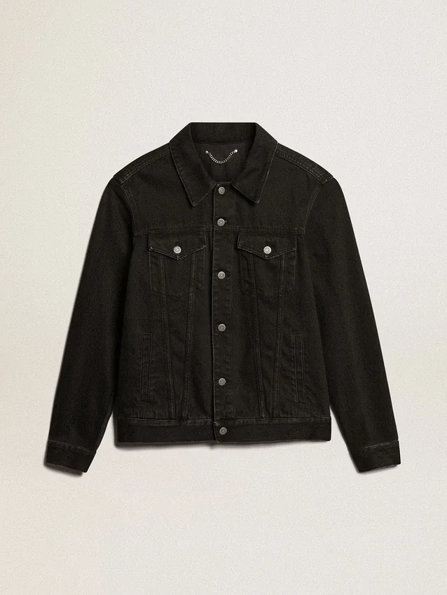 Schwarze One-Wash-Jeansjacke für Herren