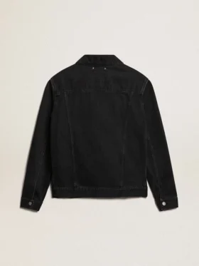 Schwarze One-Wash-Jeansjacke für Herren