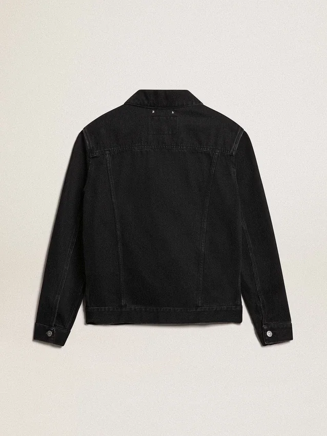 Schwarze One-Wash-Jeansjacke für Herren