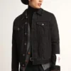 Schwarze One-Wash-Jeansjacke für Herren