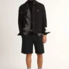 Schwarze One-Wash-Jeansjacke für Herren